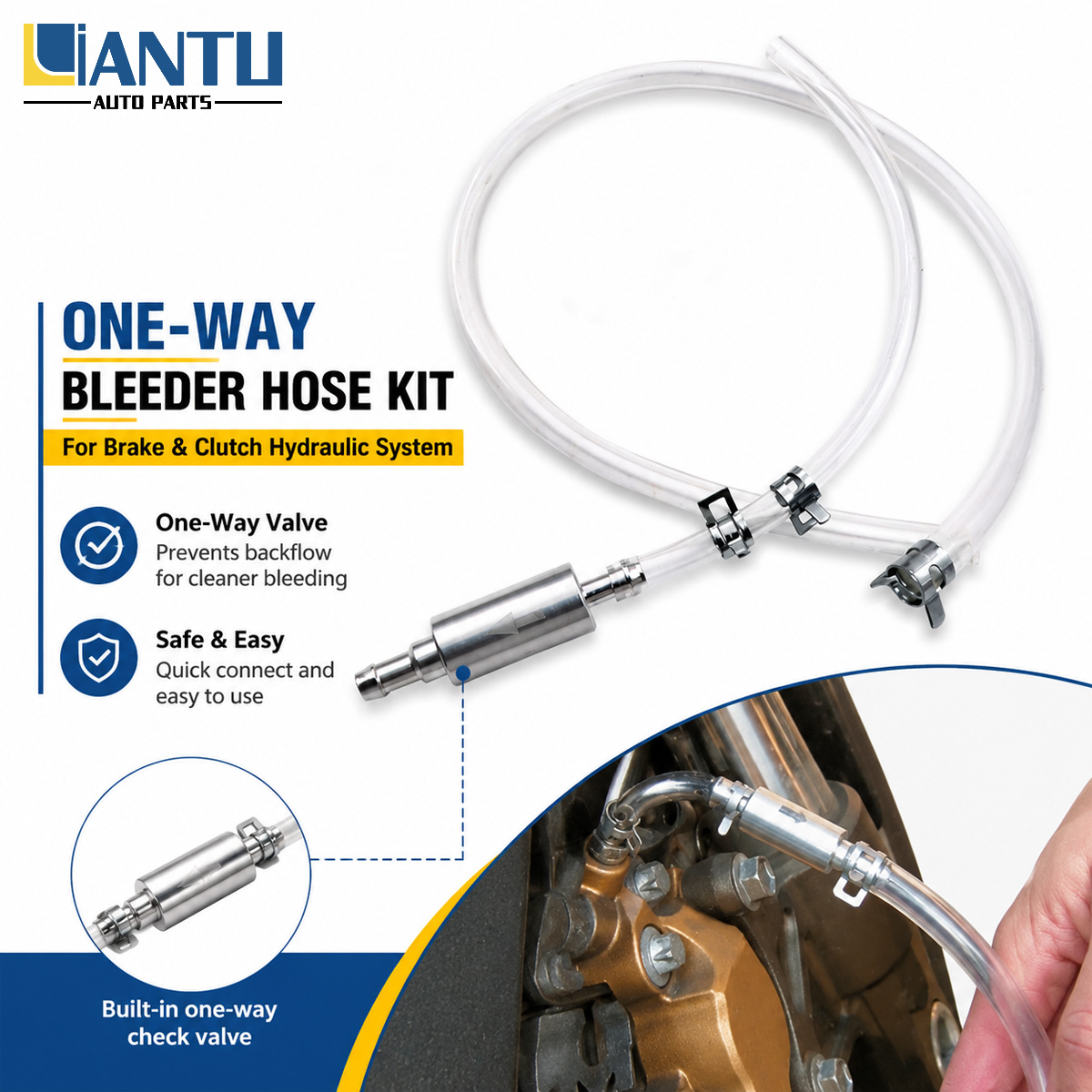 Brake Bleeder Kit - PINMOAP 브레이크 블리딩 호스(일방향 밸브 포함)