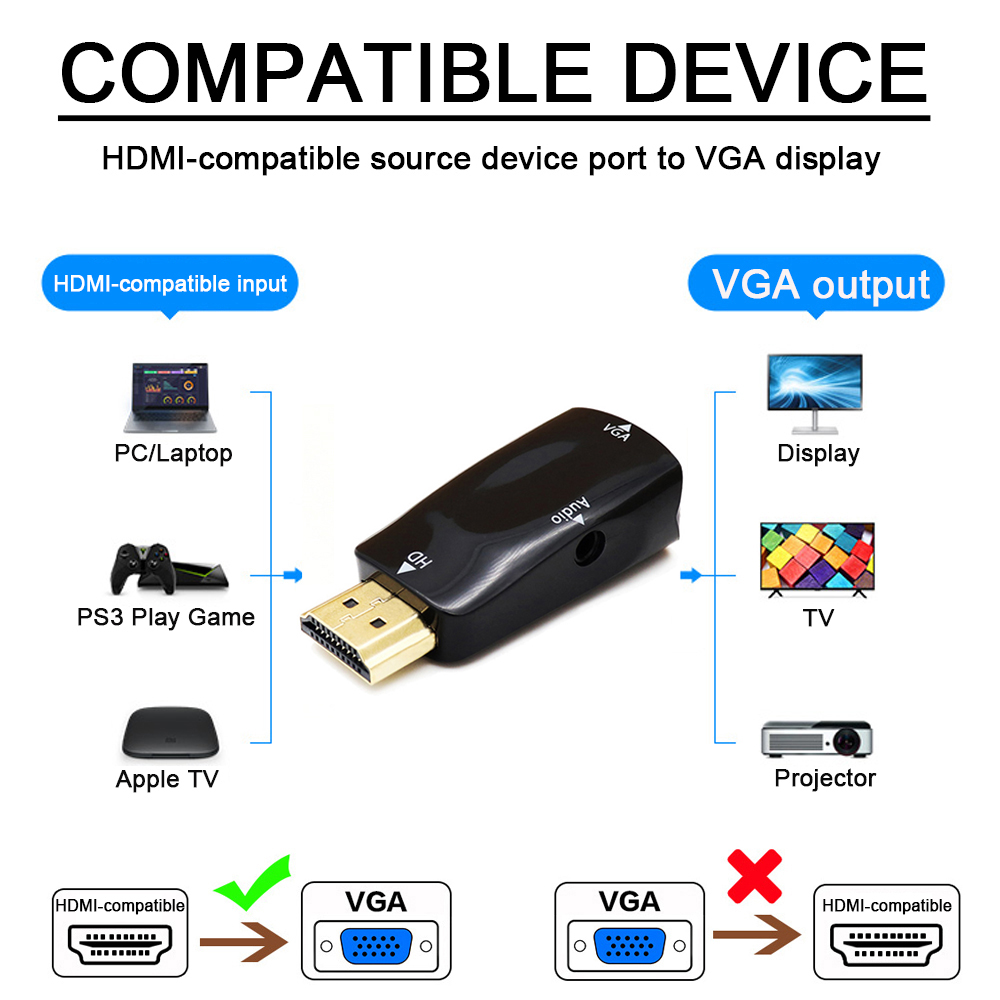 1080P HD HDMI 호환 VGA 케이블 변환기 남 - Transmission Jack Adapter 리뷰 및 가격